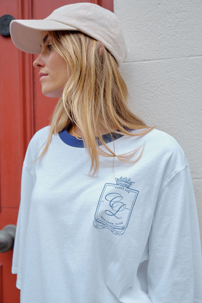 Ceres Life Liv Oversized Tee, White with Navy Shield