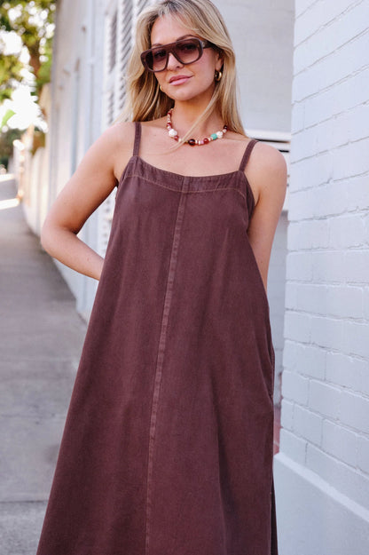 Ceres Life Remy Strappy Midi Dress, Chocolate