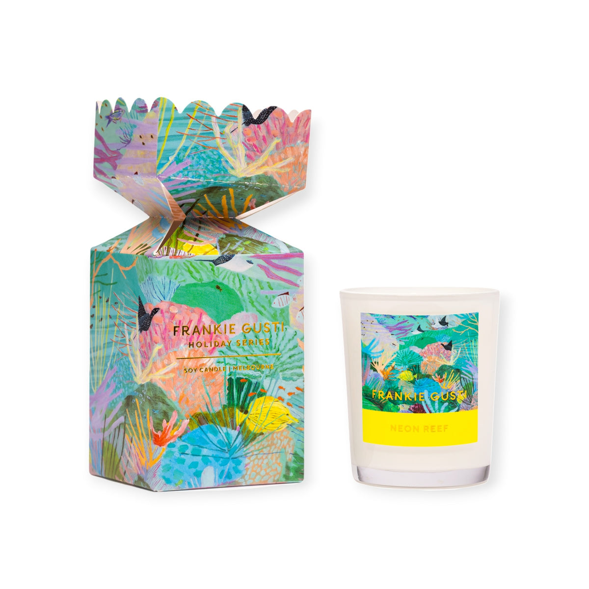 Franki Gusti Artist Series Holiday Ornament Candle, Neon Reef