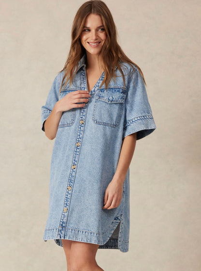 Ceres Life Relaxed Shirt Dress, Vintage Blue