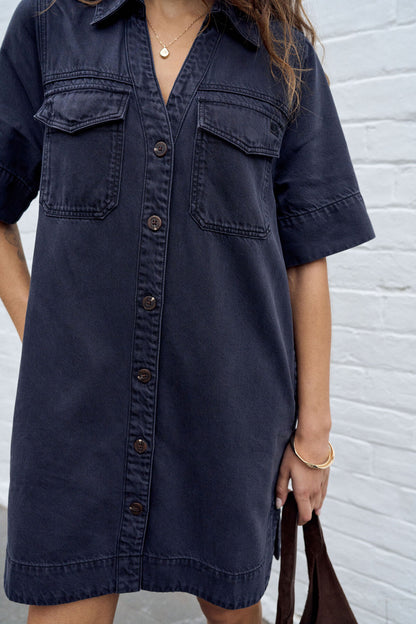 Ceres Life Bonnie Relaxed Shirt Dress, Washed Black