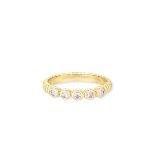 Toni May Binded Moonstone Stacker, Gold - Size 7