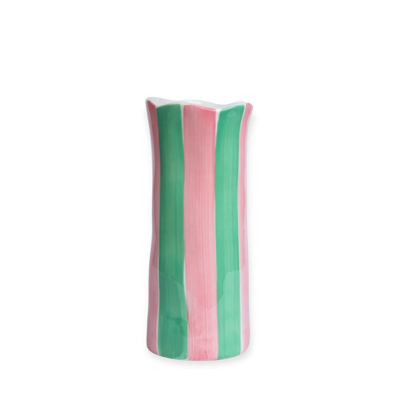 Noss & Co Small Stripe Vase, Pink & Mint Green