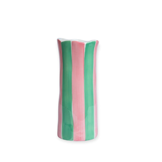 Noss & Co Small Stripe Vase, Pink & Mint Green