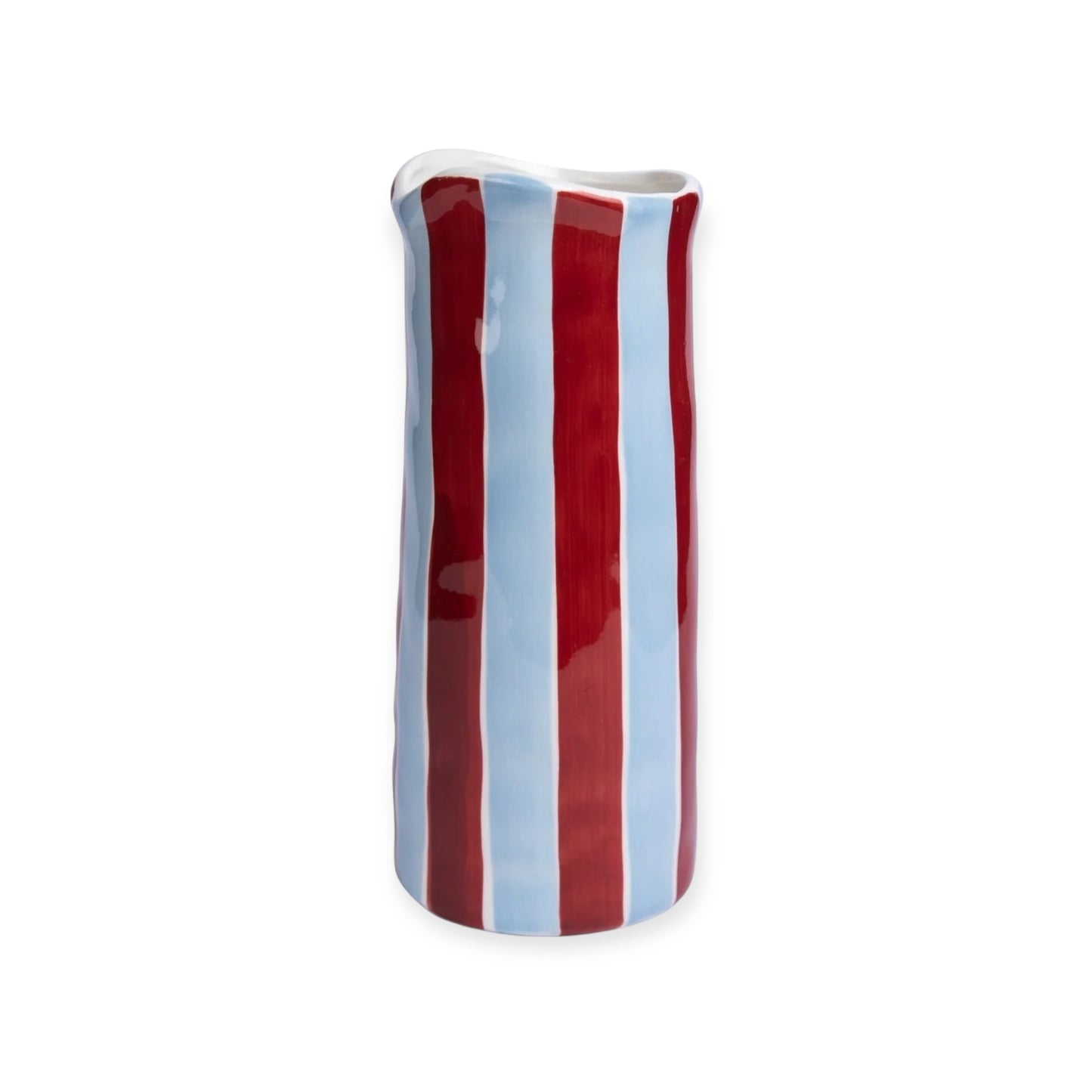Noss & Co Medium Stripe Vase, Burgundy & Blue