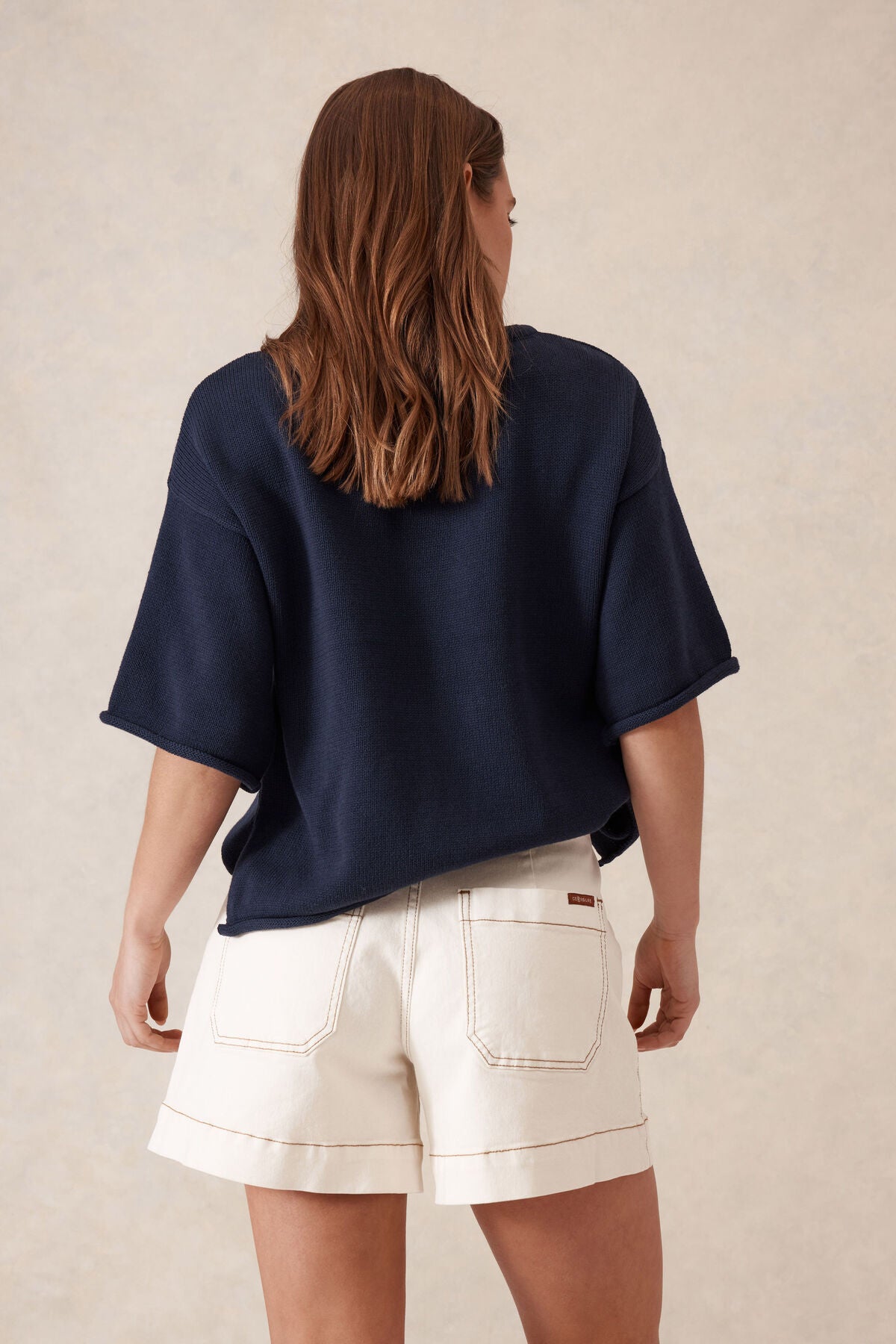 Ceres Life Esther Denim Patch Pocket Short, Eggshell