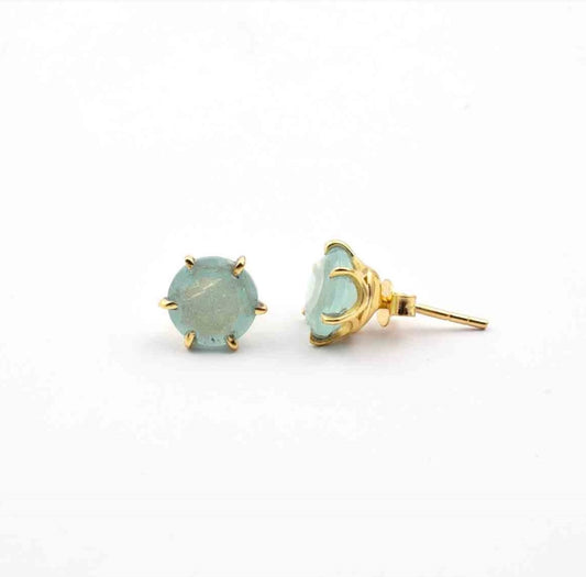 Susan Rose Claw Stud Aqua Chalcedony