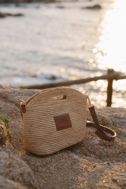 Nim The Label Leather Trimmed Raffia Mini