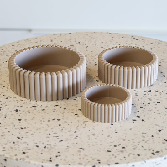 Printing Potters Scalloped Trinket Bowl Set, Oatmeal