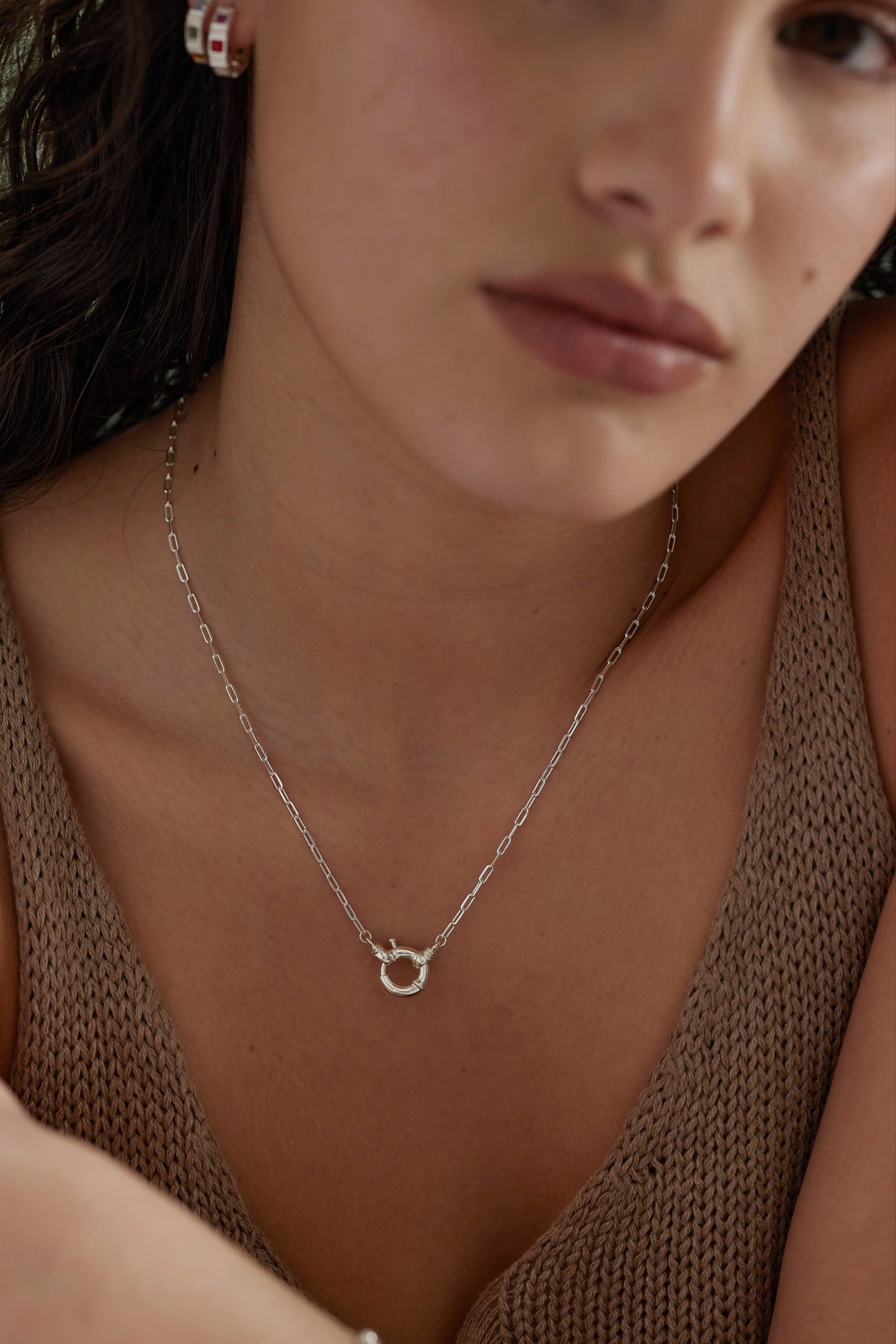 ToniMay Sailor Clasp Necklace, Silver