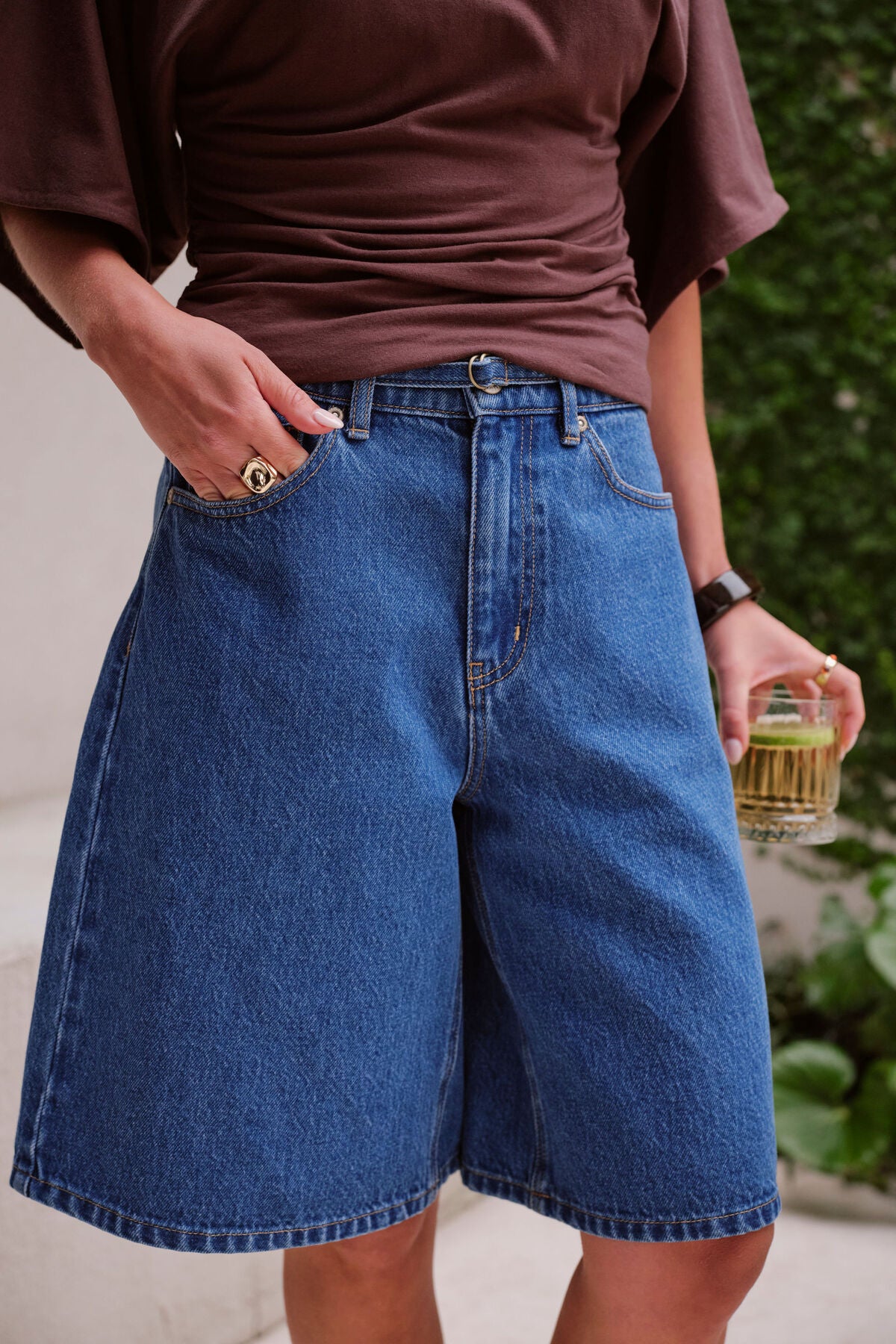 Ceres Life Olive Belted Short, Fresh Indigo