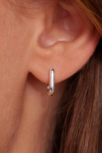 ToniMay Paperclip Polished Huggies, Small Silver