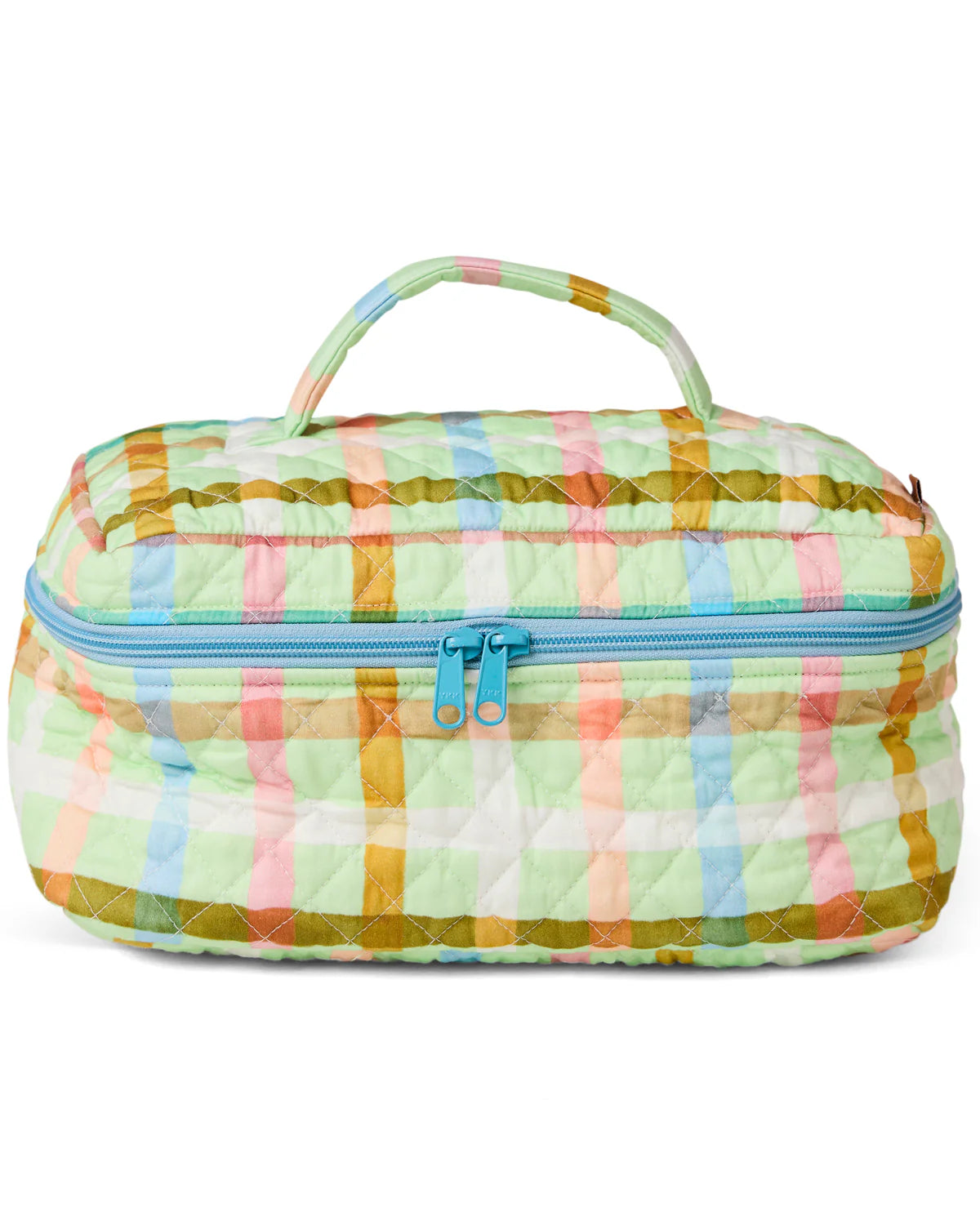 Kip & Co Quilted Cotton Toiletry Case, Candy Check Mint