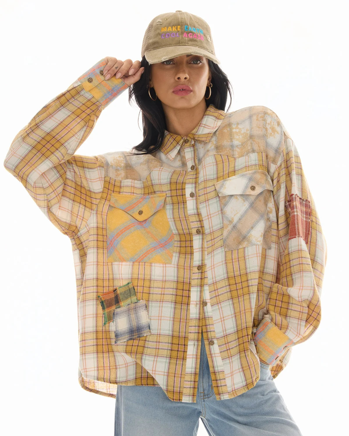The Tales Patched Up Yellow Flannel Western Shirt