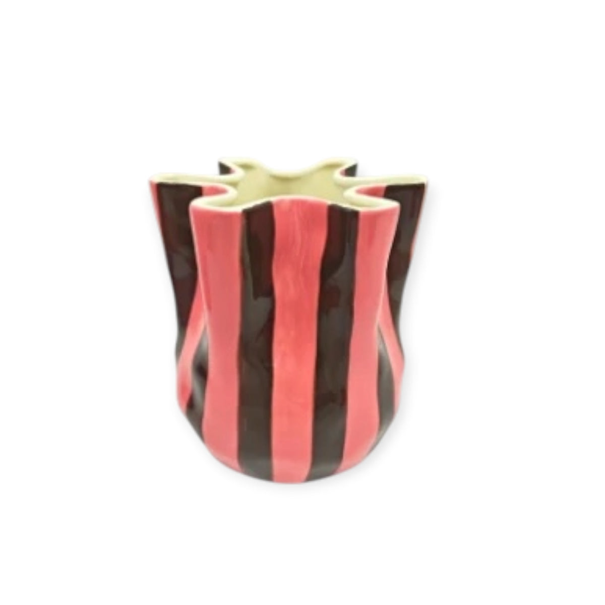 Noss & Co Fold Stripe Vase, Brown & Pink