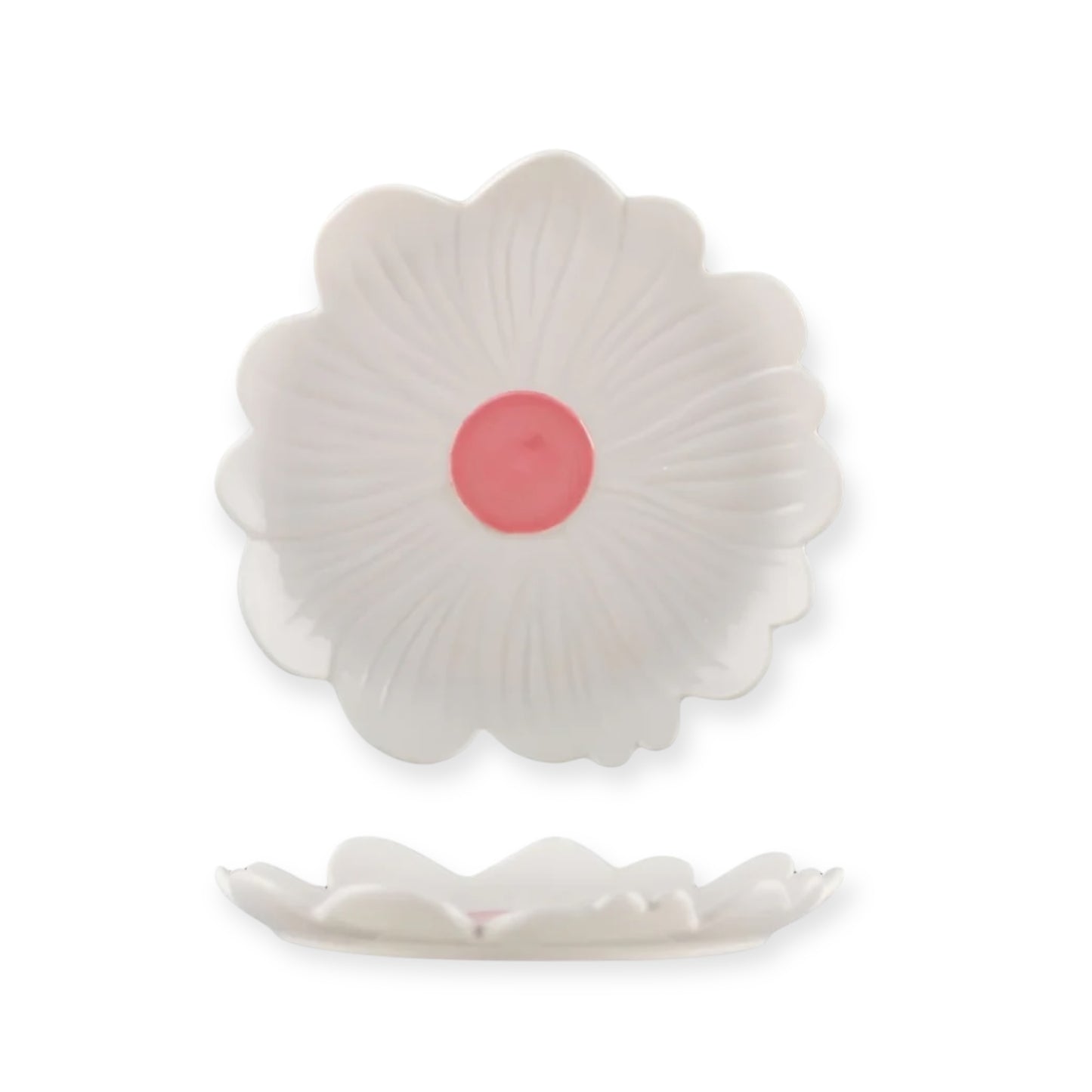 Noss & Co Small Daisy Plate, White with Pink