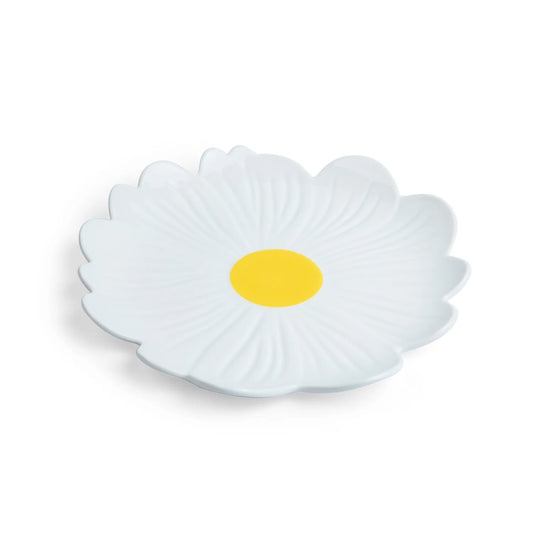 Noss & Co Large Daisy Plate, White with Yellow