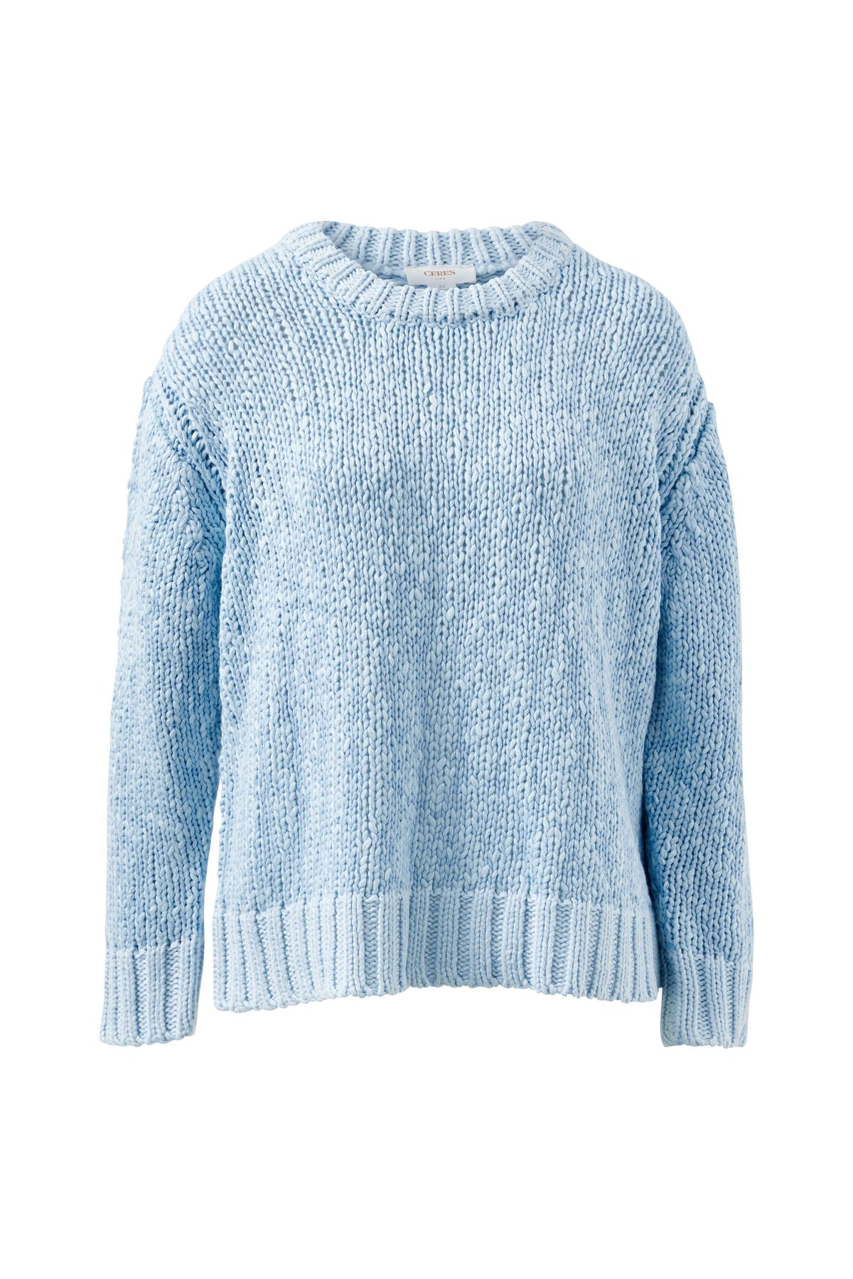 Ceres Life Sage Chunky Knit Crew, Sky Blue