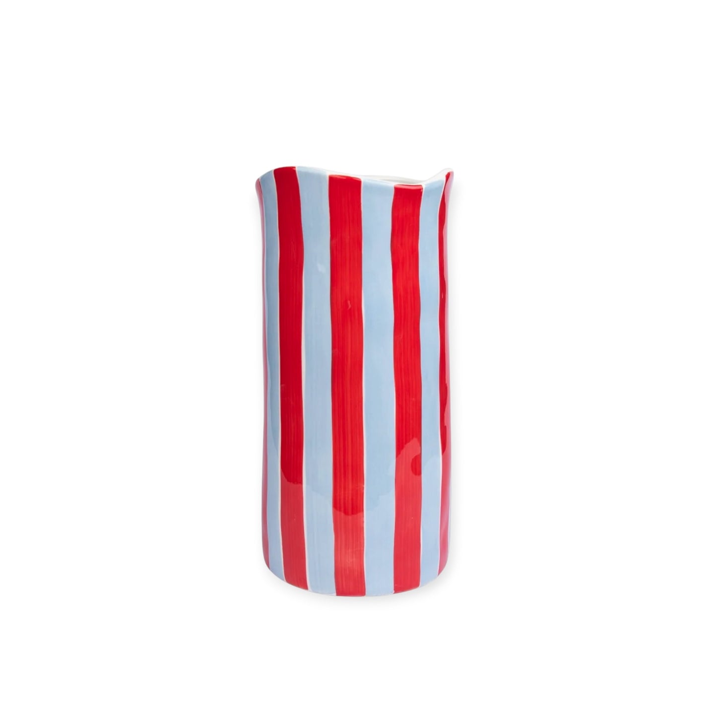Noss & Co Large Stripe Vase, Cornflower Blue and Red