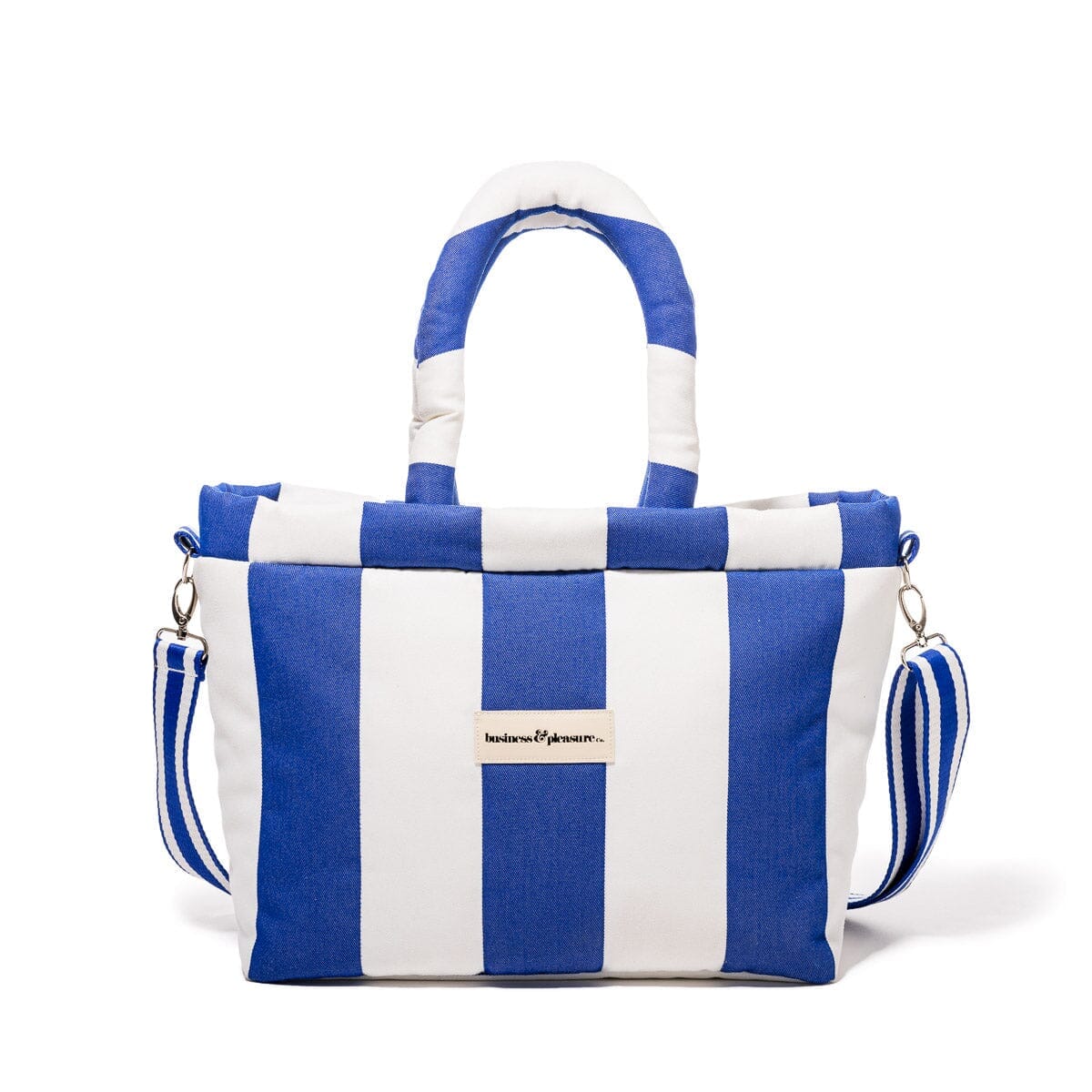 Business and Pleasure The Cloud Cooler Tote Bag, Mediterranean Blue Stripe