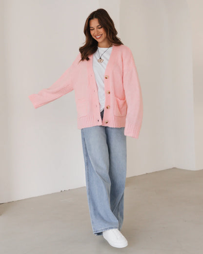 Label Of Love Slouch Cardigan, Pink
