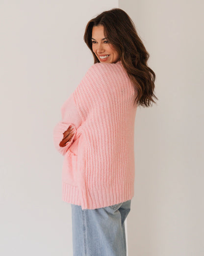Label Of Love Slouch Cardigan, Pink