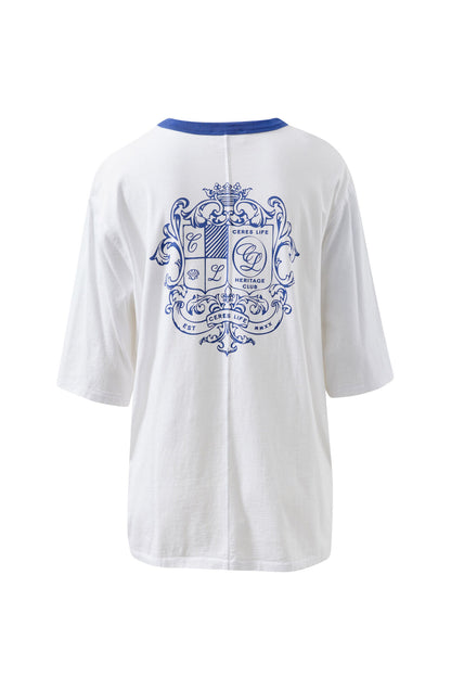 Ceres Life Liv Oversized Tee, White with Navy Shield