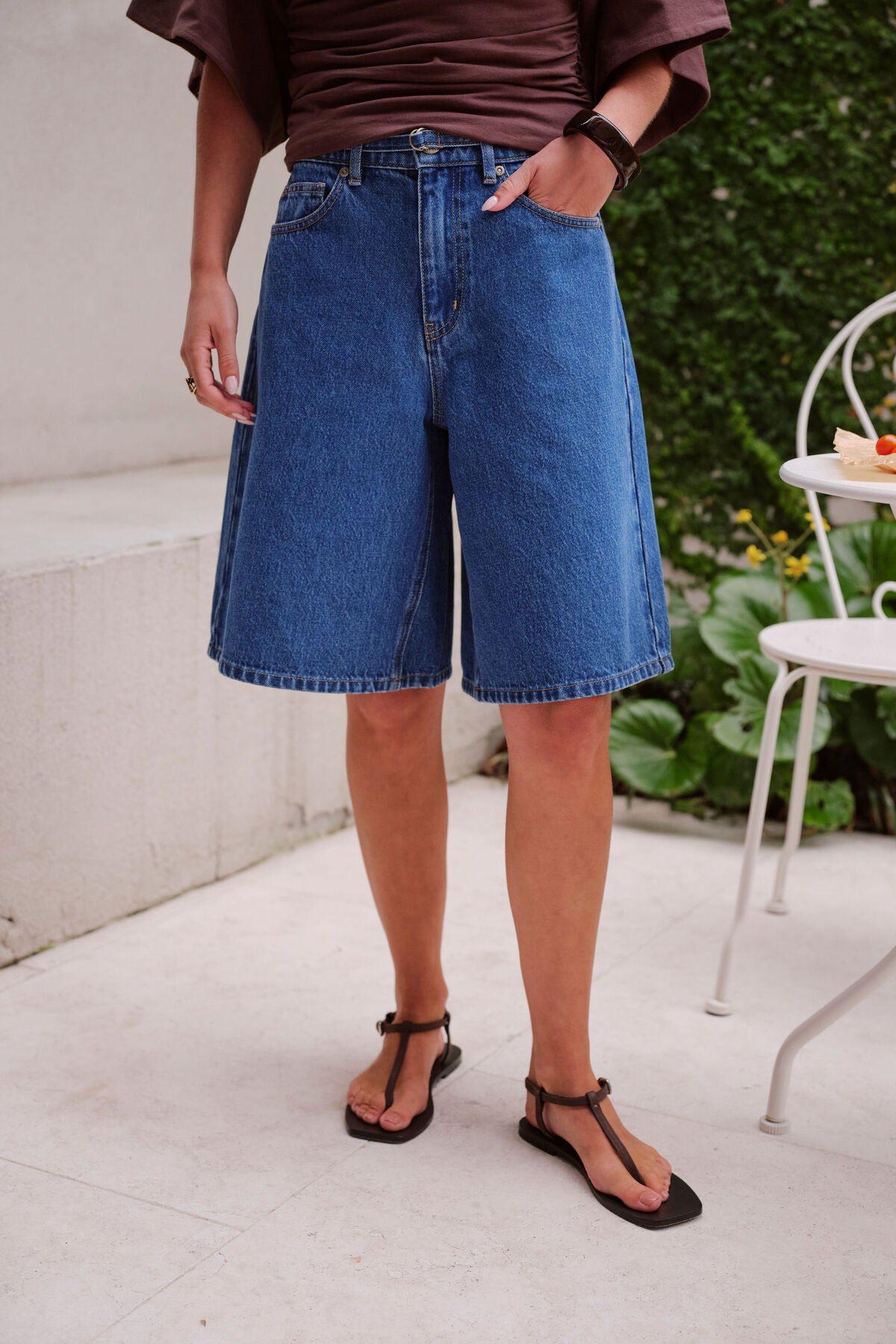 Ceres Life Olive Belted Short, Fresh Indigo