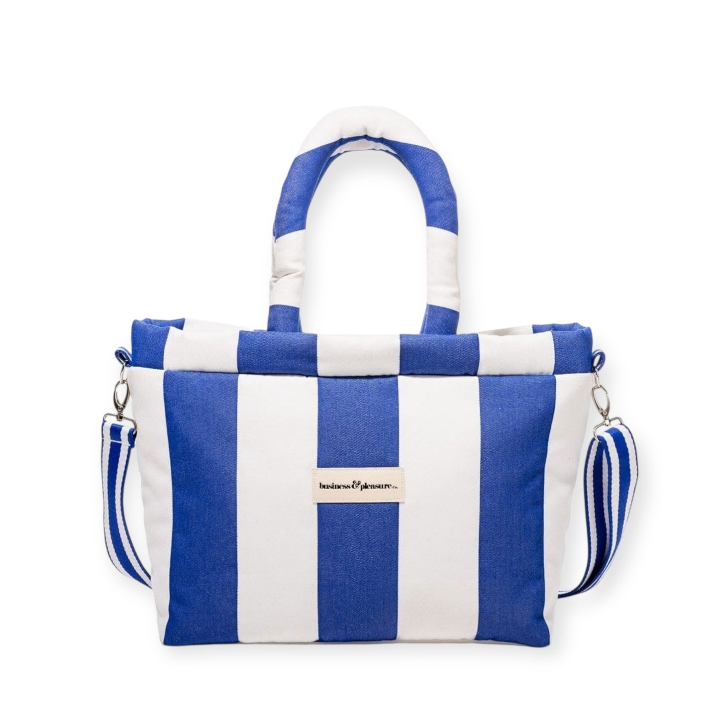 Business and Pleasure The Cloud Cooler Tote Bag, Mediterranean Blue Stripe