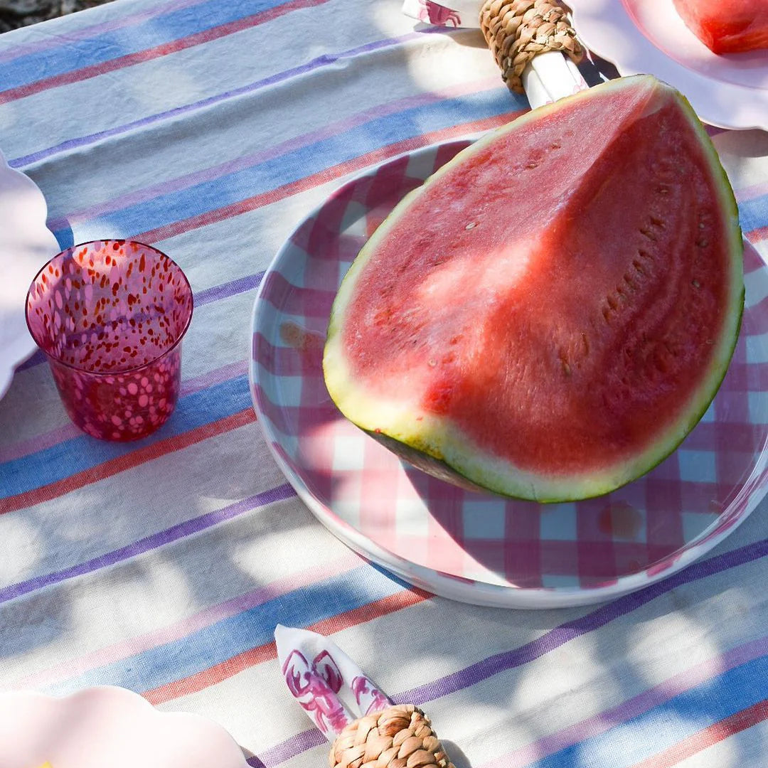 Noss & Co Gingham Platter, Rose Pink