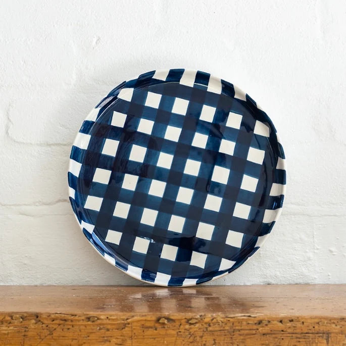 Noss & Co Gingham Platter, Navy