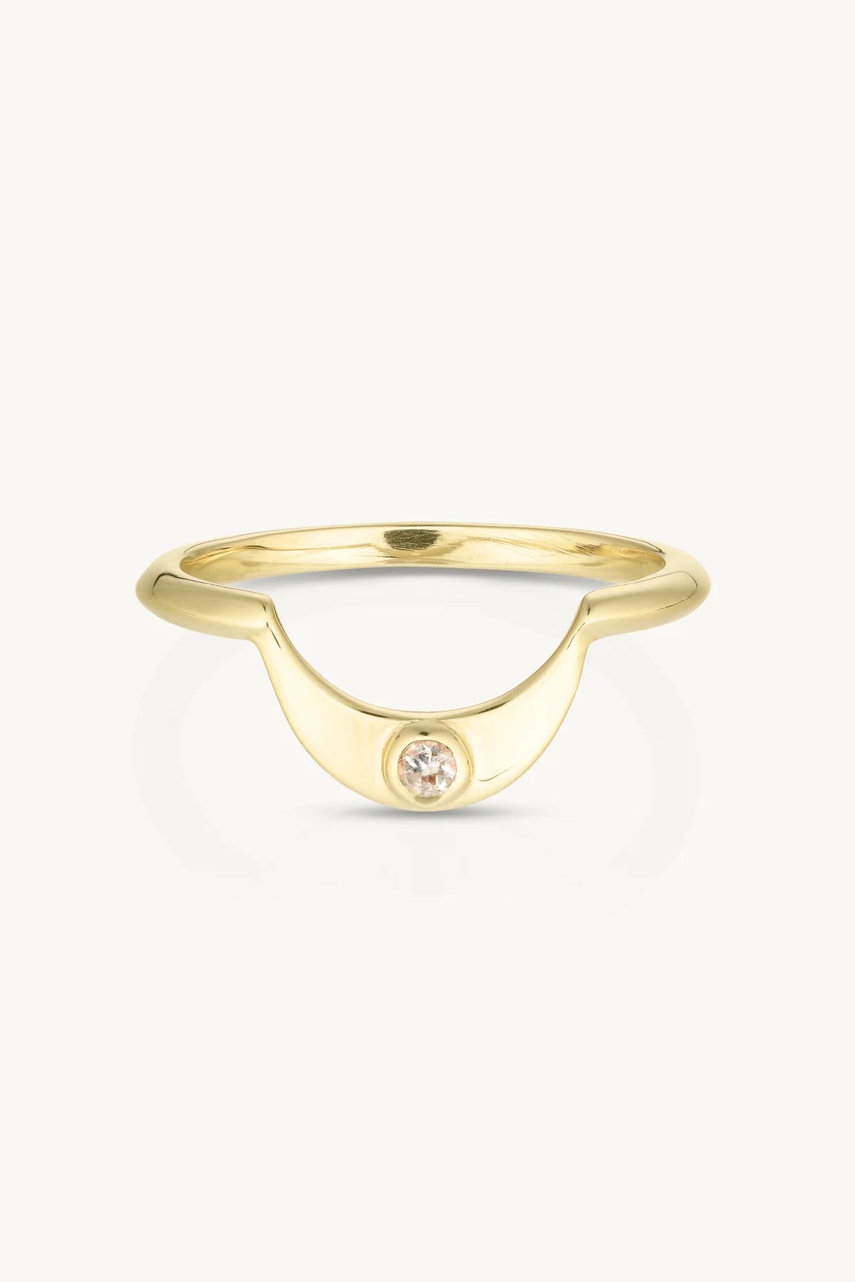 Toni May Baby Moonstone Crescent, Gold - Size 6