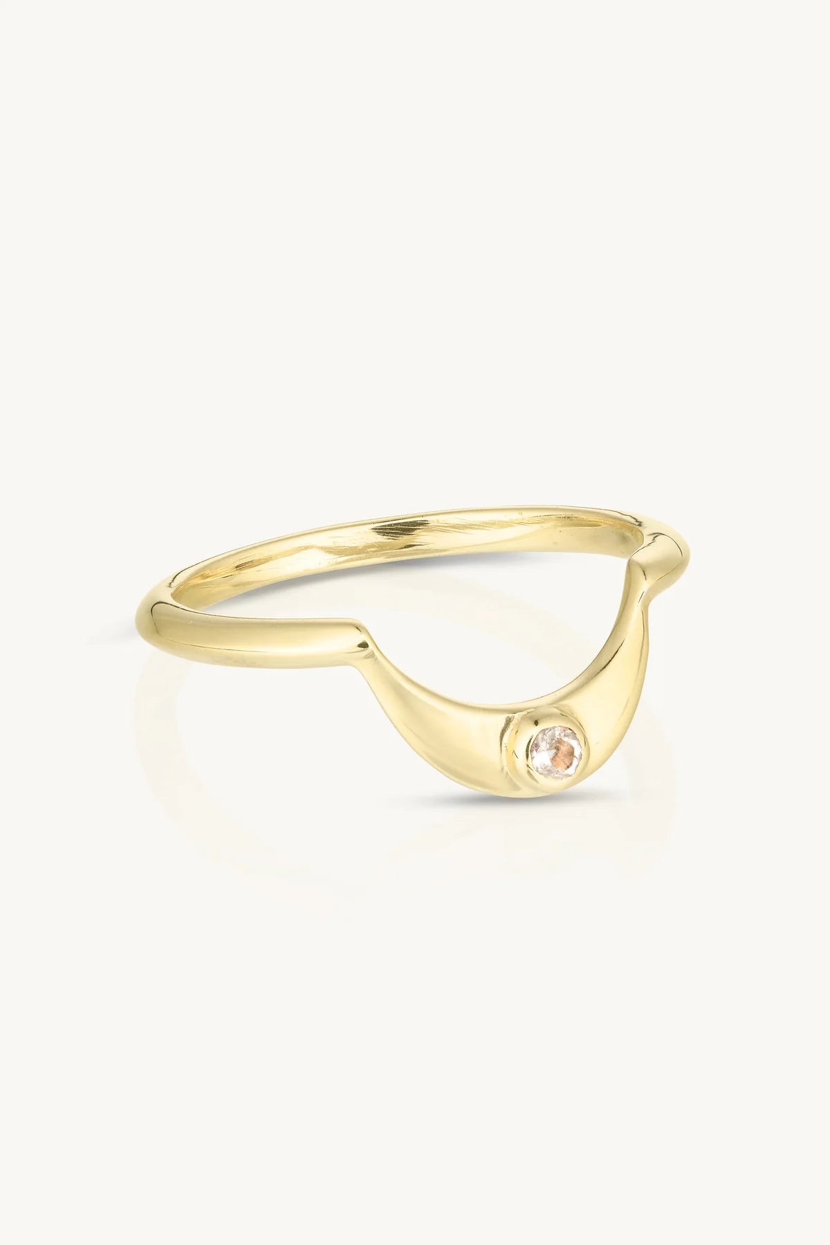 Toni May Baby Moonstone Crescent, Gold - Size 6