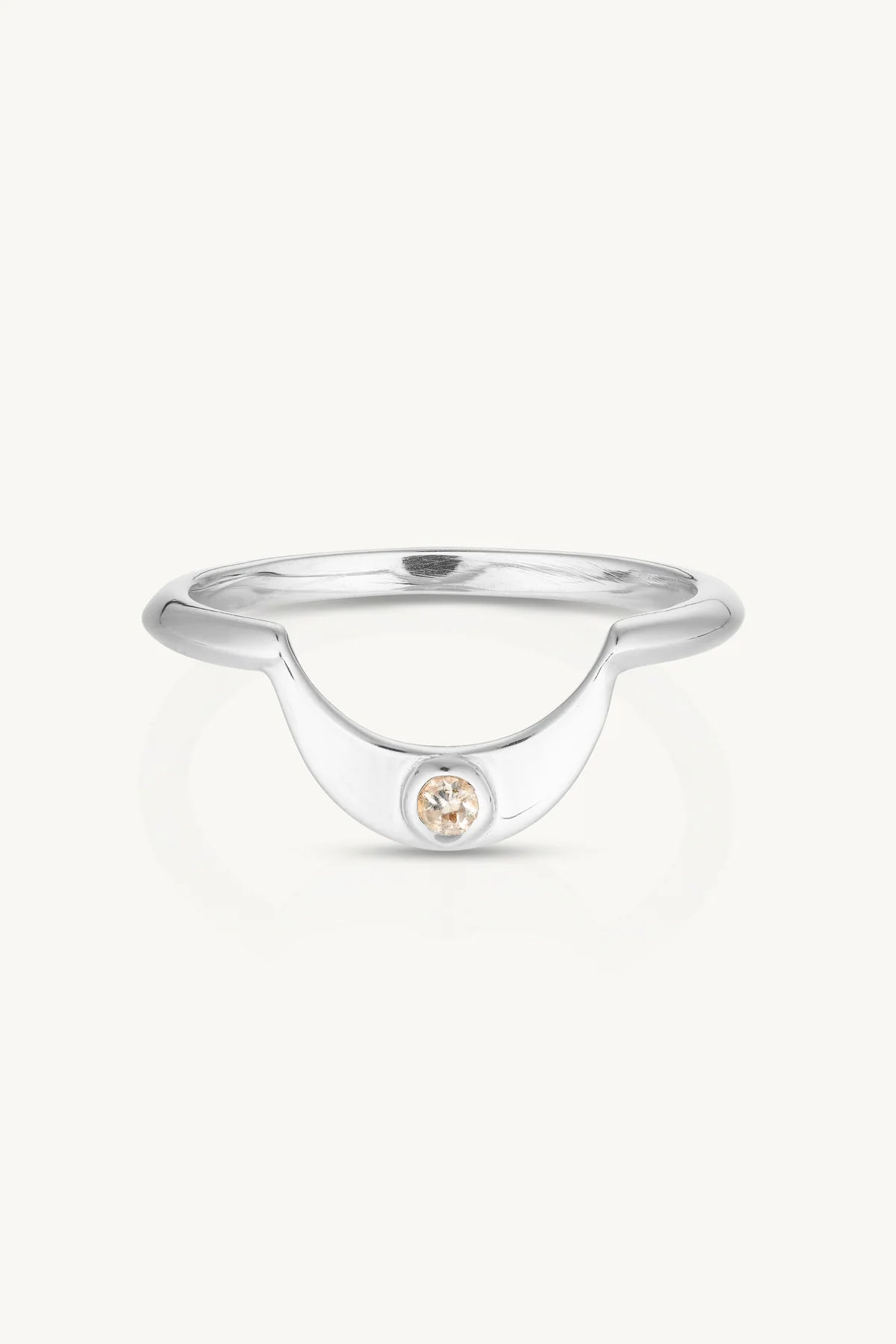 Toni May Baby Moonstone Crescent, Silver - Size 7