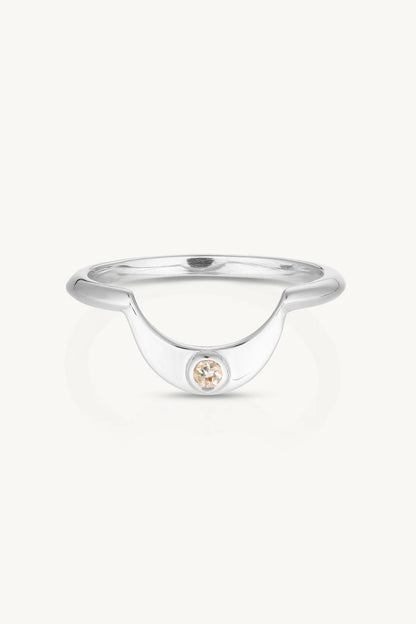 Toni May Baby Moonstone Crescent, Silver - Size 7