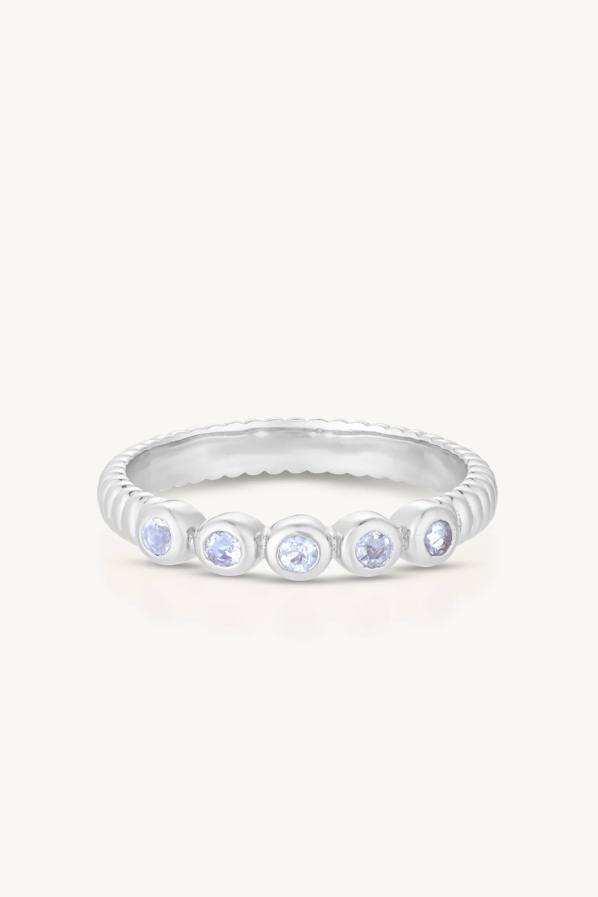 Toni May Binded Moonstone Stacker, Silver - Size 7