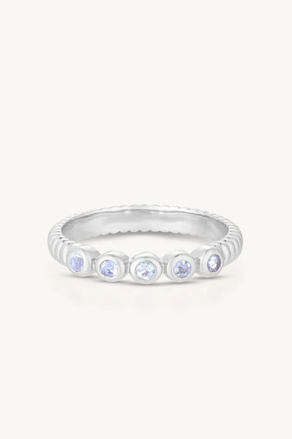 Toni May Binded Moonstone Stacker, Silver - Size 7