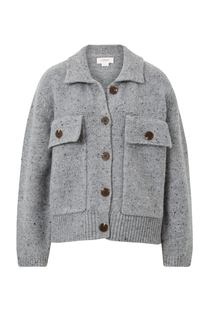 Ceres Life Knit Bomber Cardi, Mid Grey Nep