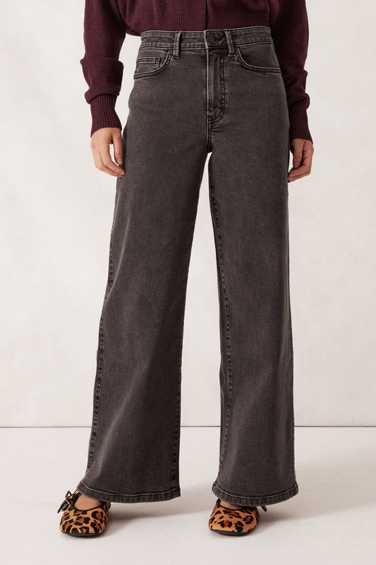 Ceres Life Evie Wide Leg Jean, Washed Black