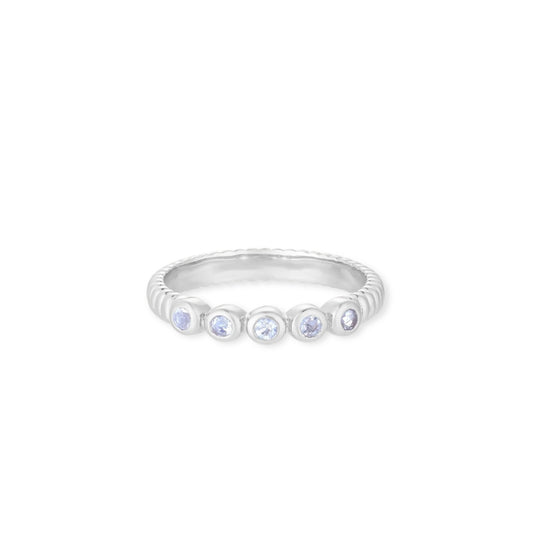 Toni May Binded Moonstone Stacker, Silver - Size 7