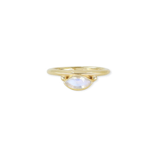 Toni May Nyra Marquise Moonstone Stacker, Gold - Size 6