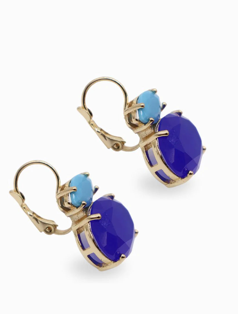 Zjoosh Double Crystal French Hooks Earrings, Two Blues