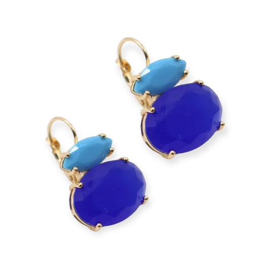 Zjoosh Double Crystal French Hooks Earrings, Two Blues