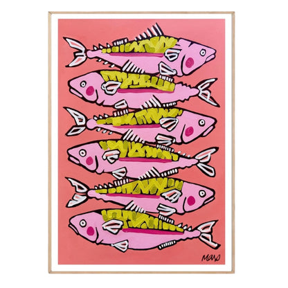 Art By Fran Max South Of France Sardines Fine Art Print with hand detailing by Fran Max, A2