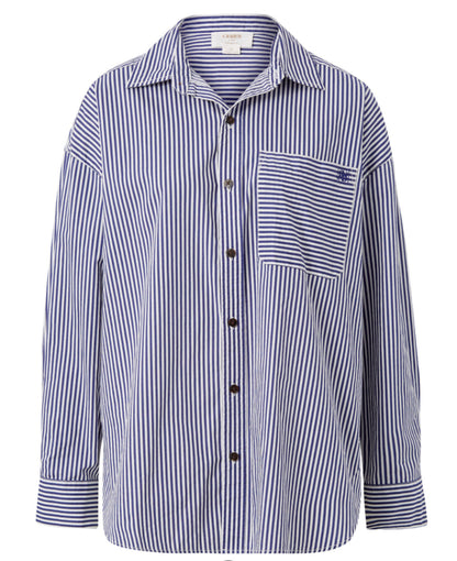 Ceres Life Poplin Shirt, College blue white narrow stripe