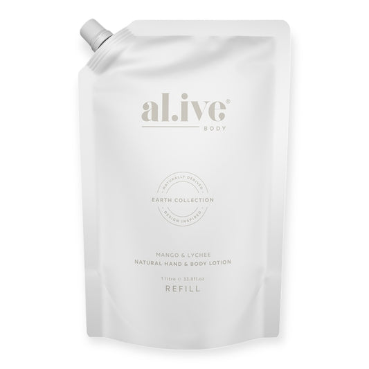 Al.ive 1L Hand & Body Lotion Refill Pouch, Mango & Lychee