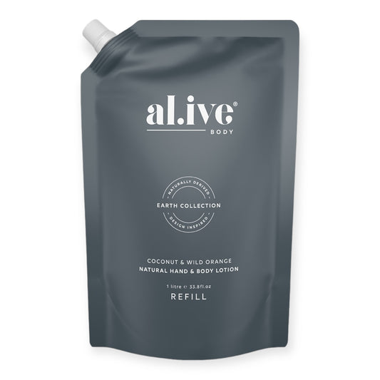 Al.ive 1L Hand & Body Lotion Refill Pouch, Coconut & Wild Orange