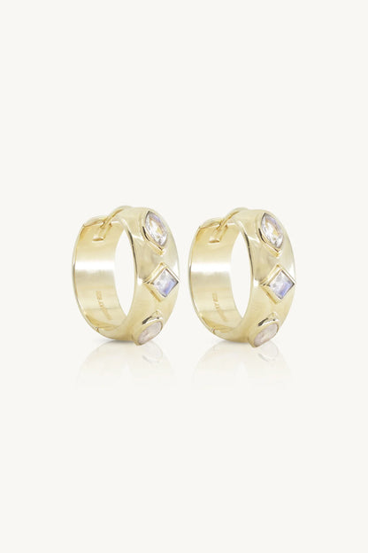 ToniMay Coronet Moonstone Hoops, Gold