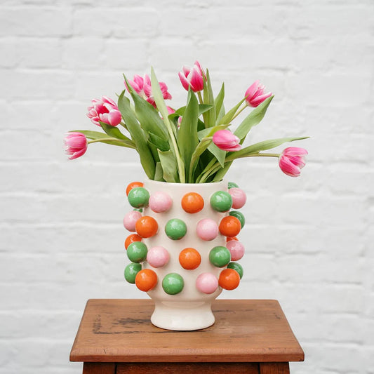 Noss & Co Small Bubble Vase, Pink, Green & Orange