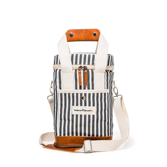 Business and Pleasure The Wine Cooler Tote Bag, Lauren Navy Stripe